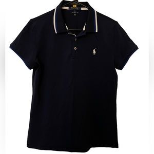 Women’s Polo Golf Tailored Fit Navy Golf Shirt, Size Large